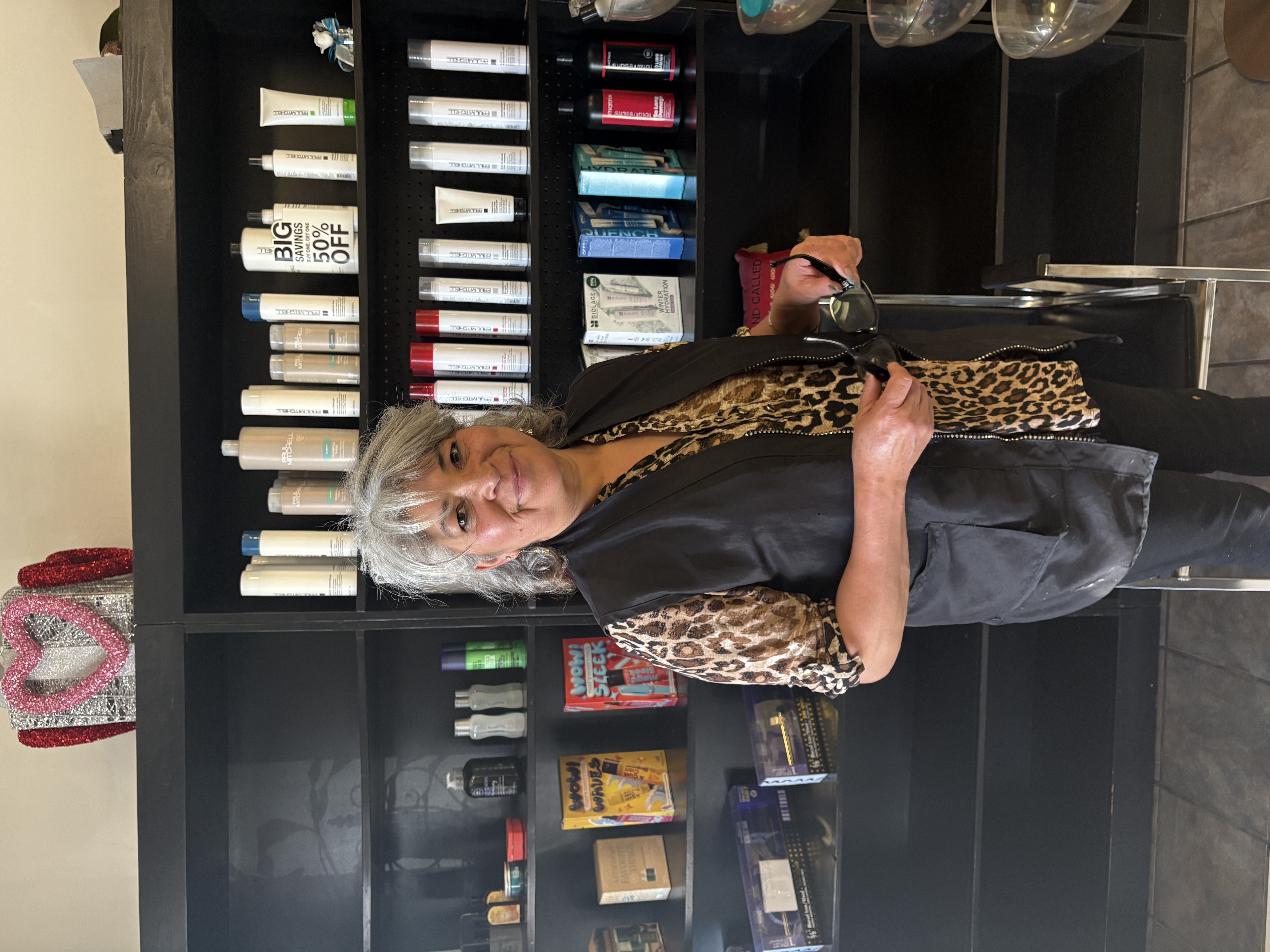 Angela Ortiz styling hair